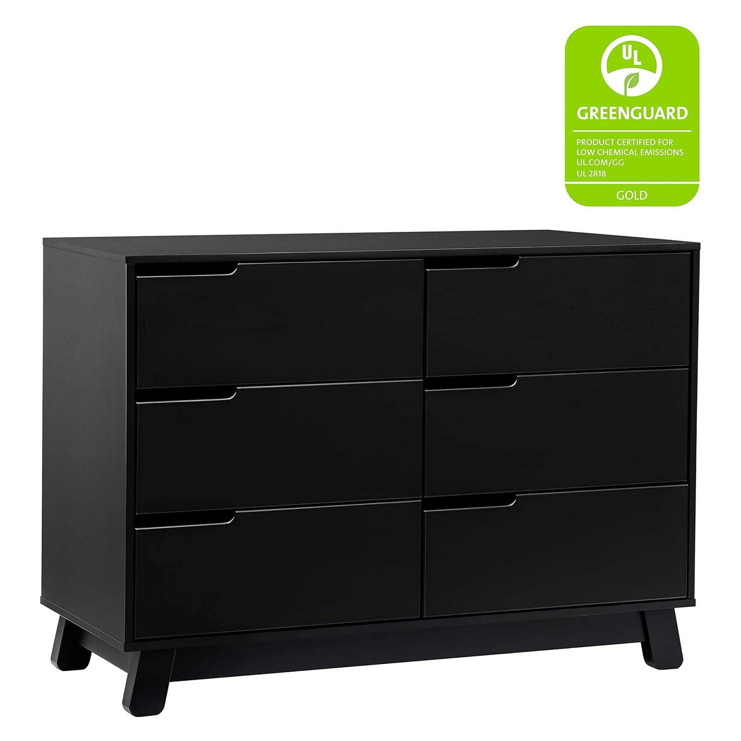 Hudson Mid-Century Modern Black 6-Drawer Double Dresser