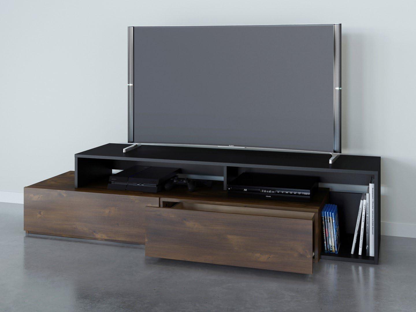 Nexera Paisley TV Stand for TVs up to 80 in Truffle and Black