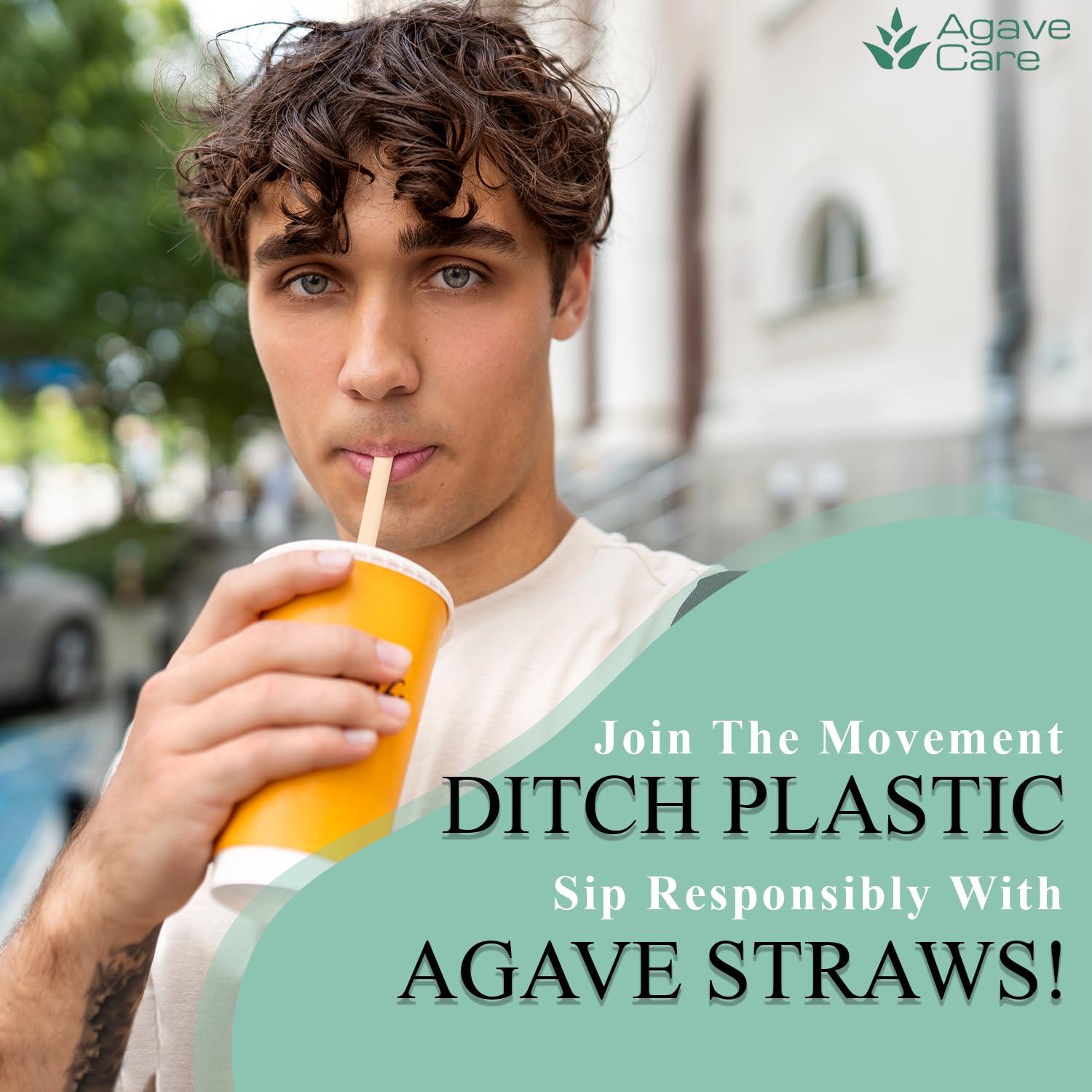 Agave Care Sustainable Agave Straws - 5.9" - Natural - Unwrapped - 150 Count - 3 oz