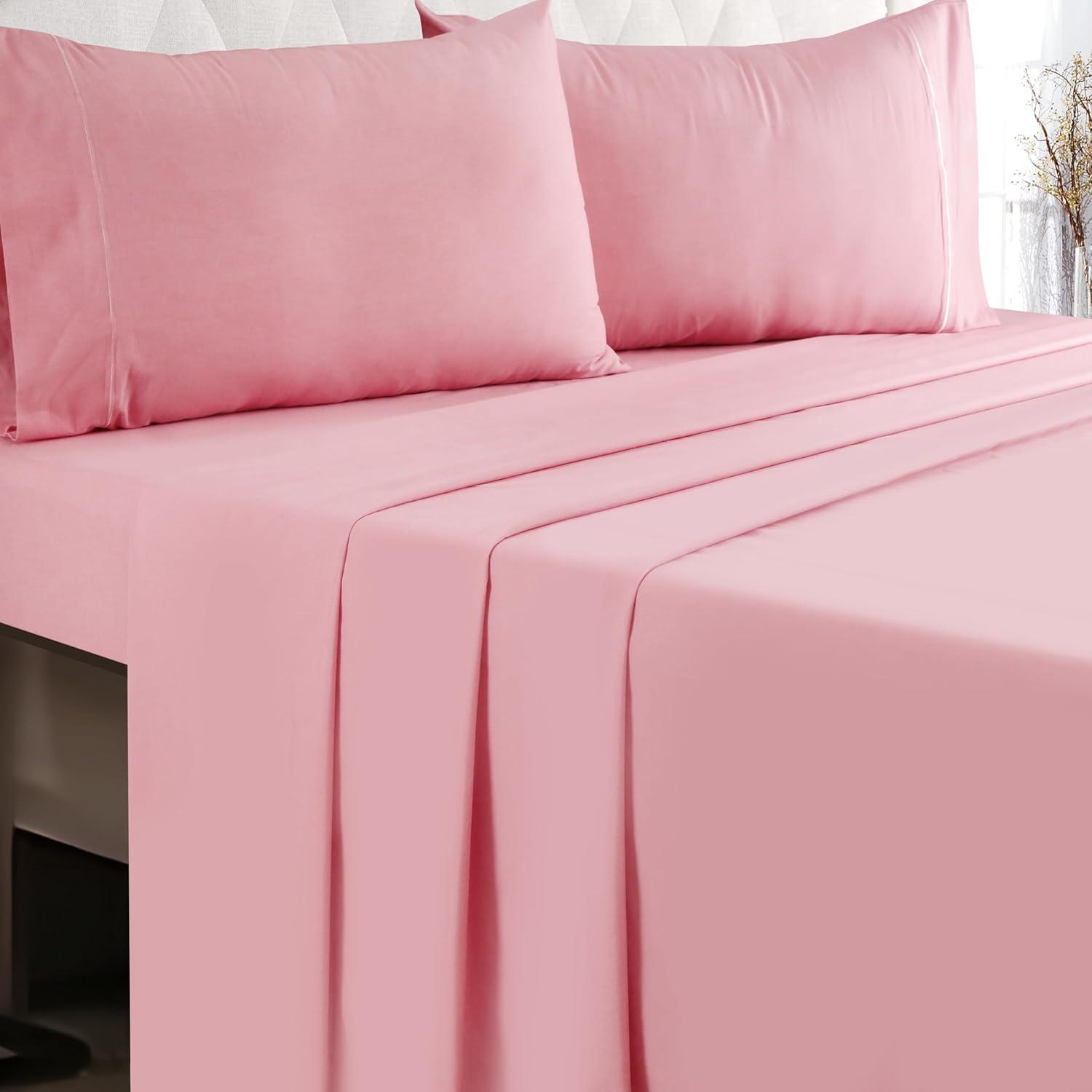 Pink Queen Solid Microfiber 4-Piece Sheet Set