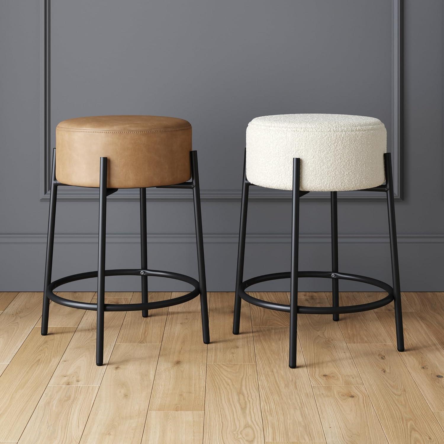 24" Isaac Upholstered Backless Barstool - Nathan James