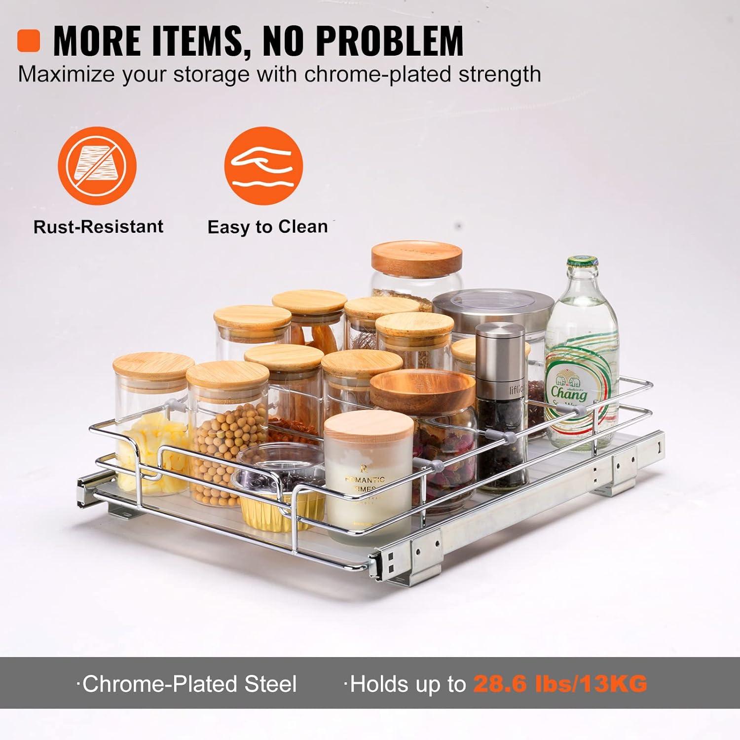 Chrome-Plated Steel Pull Out Cabinet Organizer, 12" x 17"