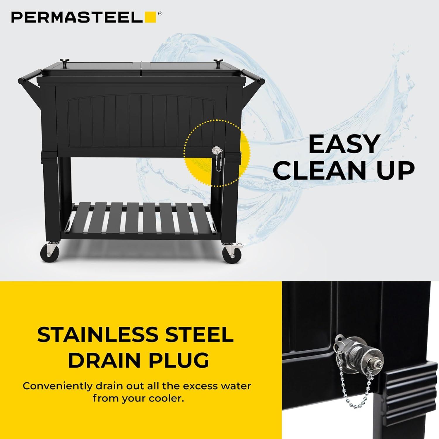 Permasteel Permasteel 80 Qt. Furniture Style Rolling Patio Cooler