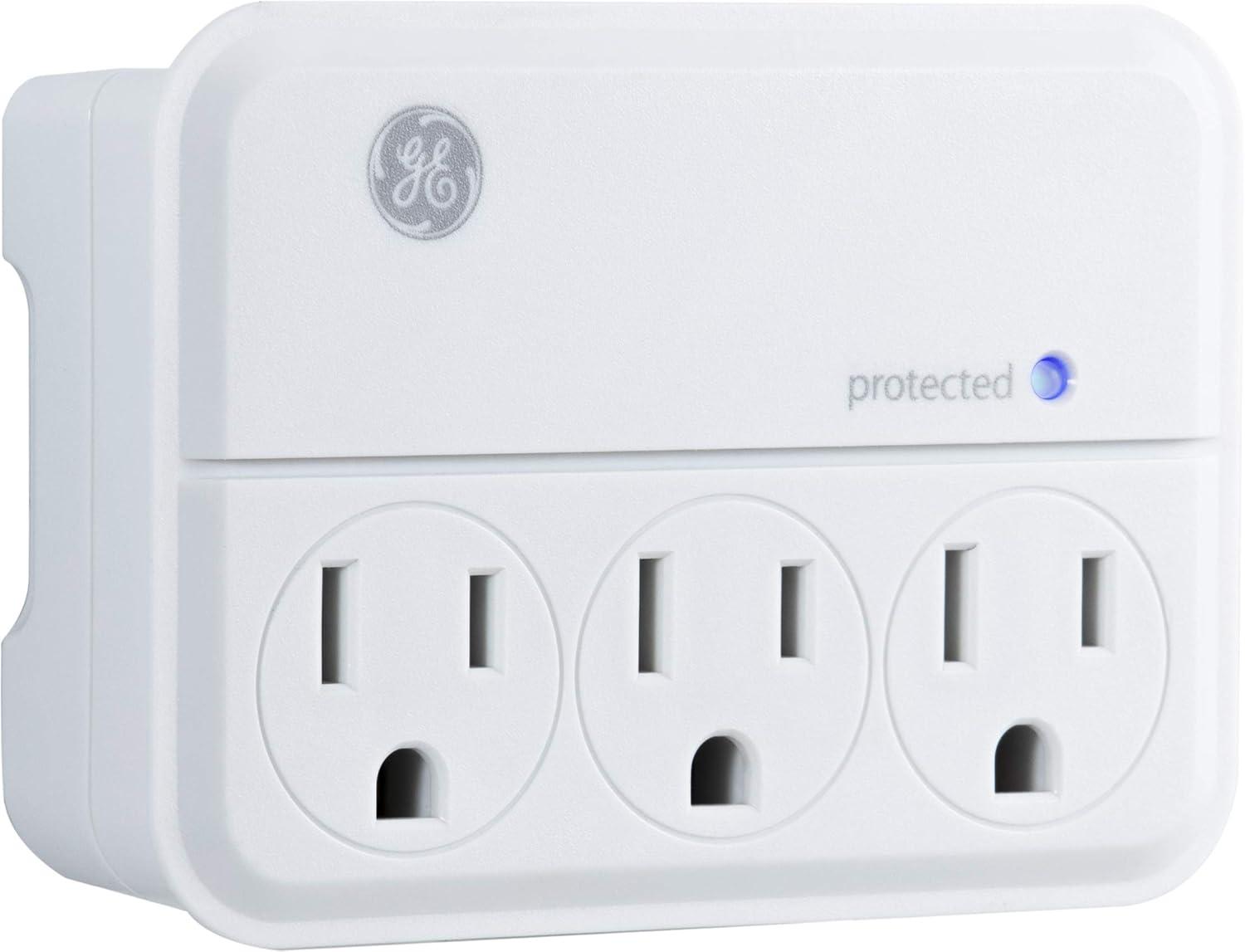 White 3-Outlet Surge Protector Wall Tap with Indicator Light