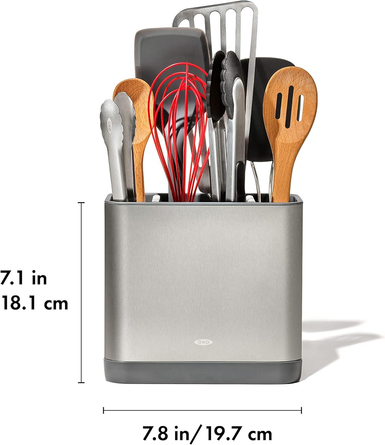 Large Stainless Steel Adjustable Utensil Holder Caddy