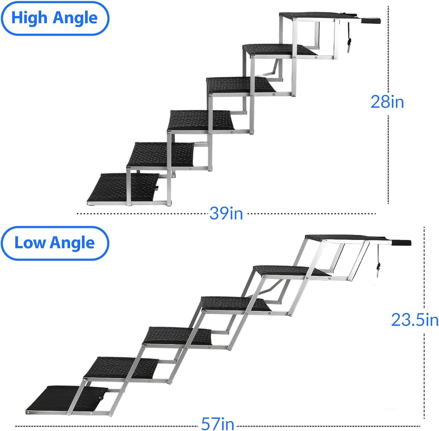 Portable Folding Dog Stairs For Cars, SUV, Trucks, For Large Dogs With Non-Slip Surface, 6 Steps