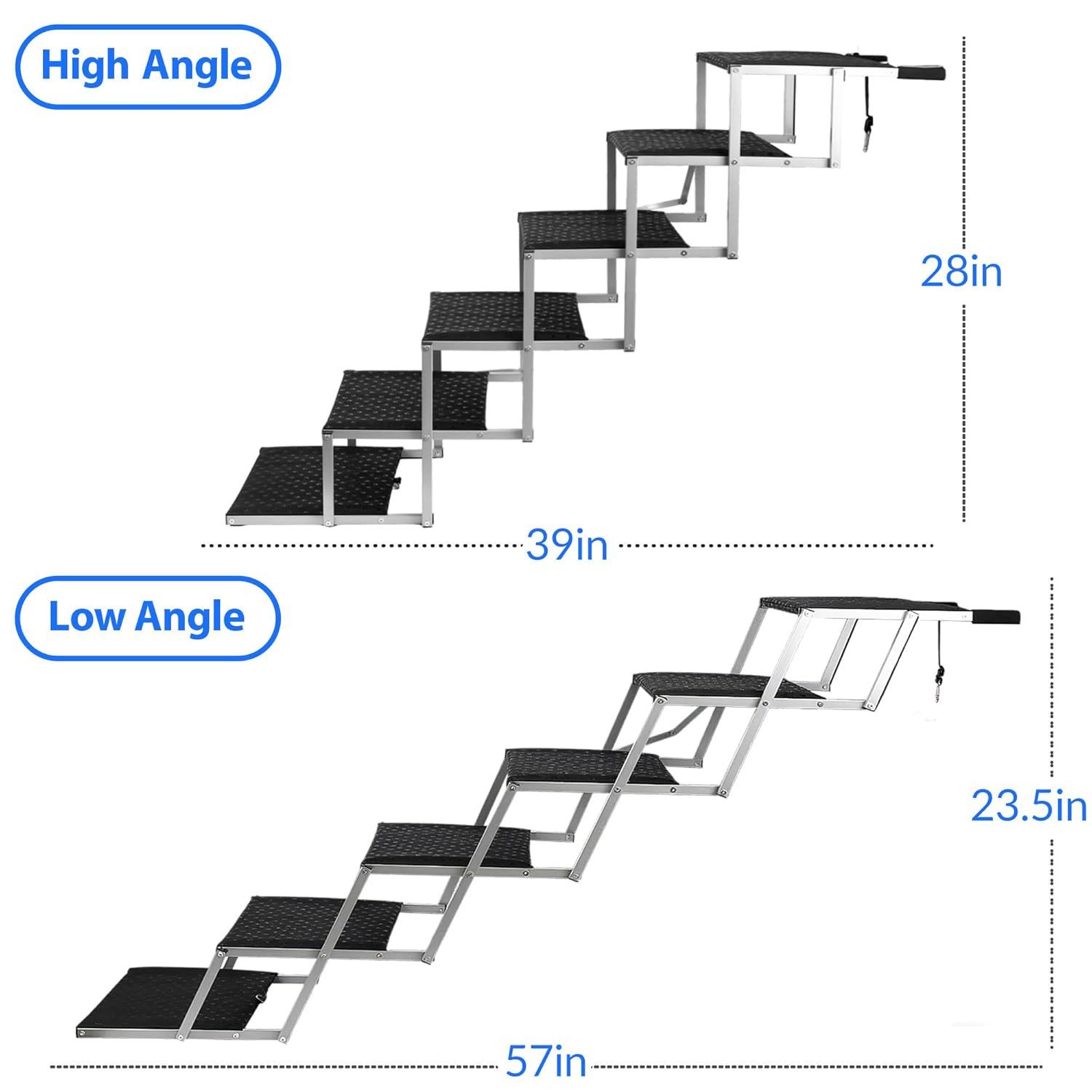 Portable Folding Dog Stairs For Cars, SUV, Trucks, For Large Dogs With Non-Slip Surface, 6 Steps
