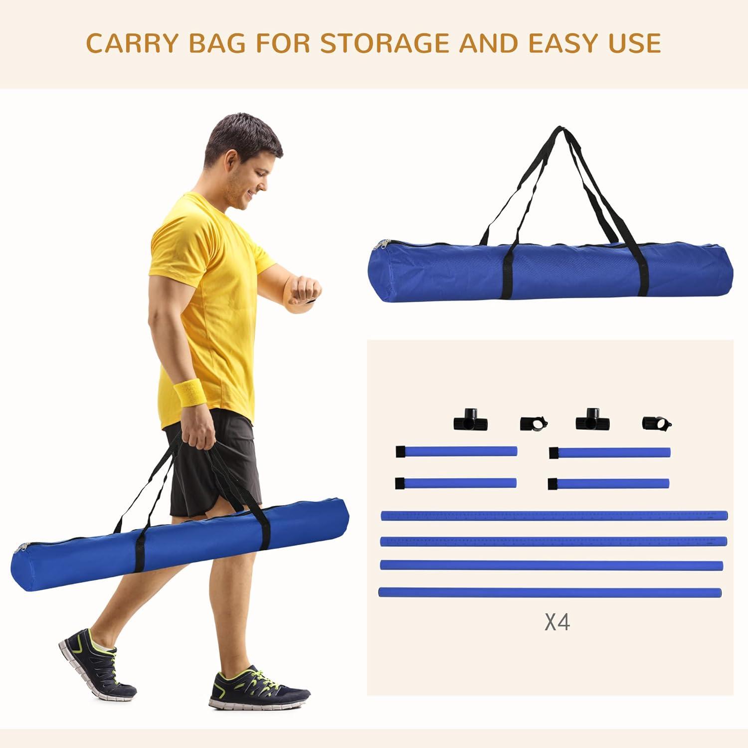 PawHut Dog Agility Starter Kit with Adjustable Height Jump Bars, Included Carry Bag, & Displacing Top Bar