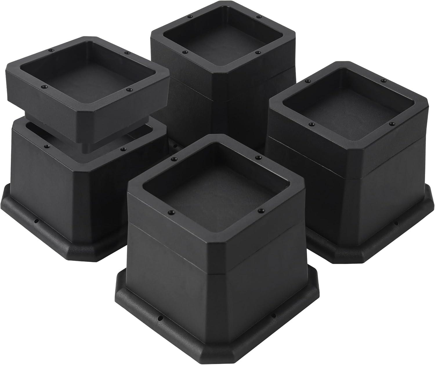Furniture Risers 2 Inch Bed Risers Heavy Duty Adjustable Dorm Bed Lifts Risers Table Desk Chair Leg Extenders 4 Pack Black