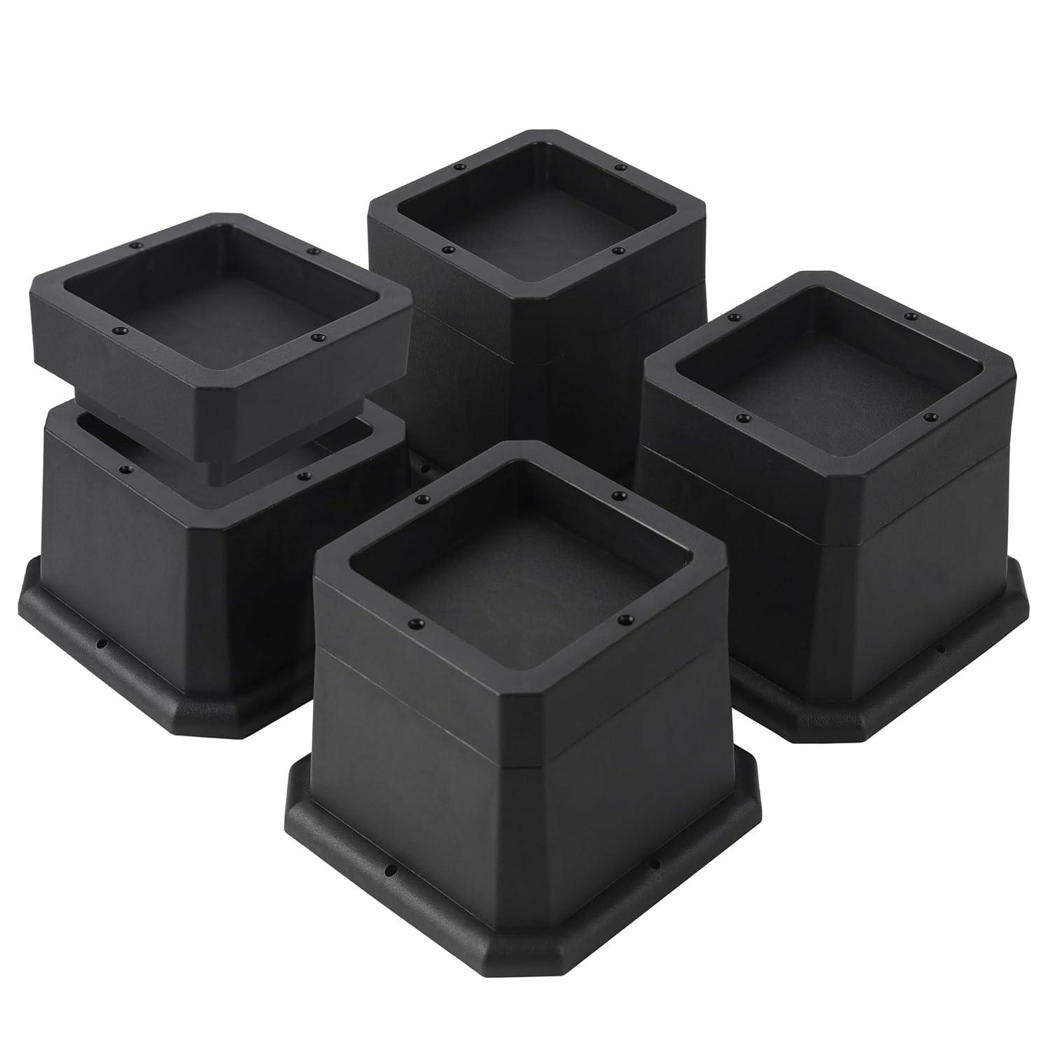Furniture Risers 2 Inch Bed Risers Heavy Duty Adjustable Dorm Bed Lifts Risers Table Desk Chair Leg Extenders 4 Pack Black