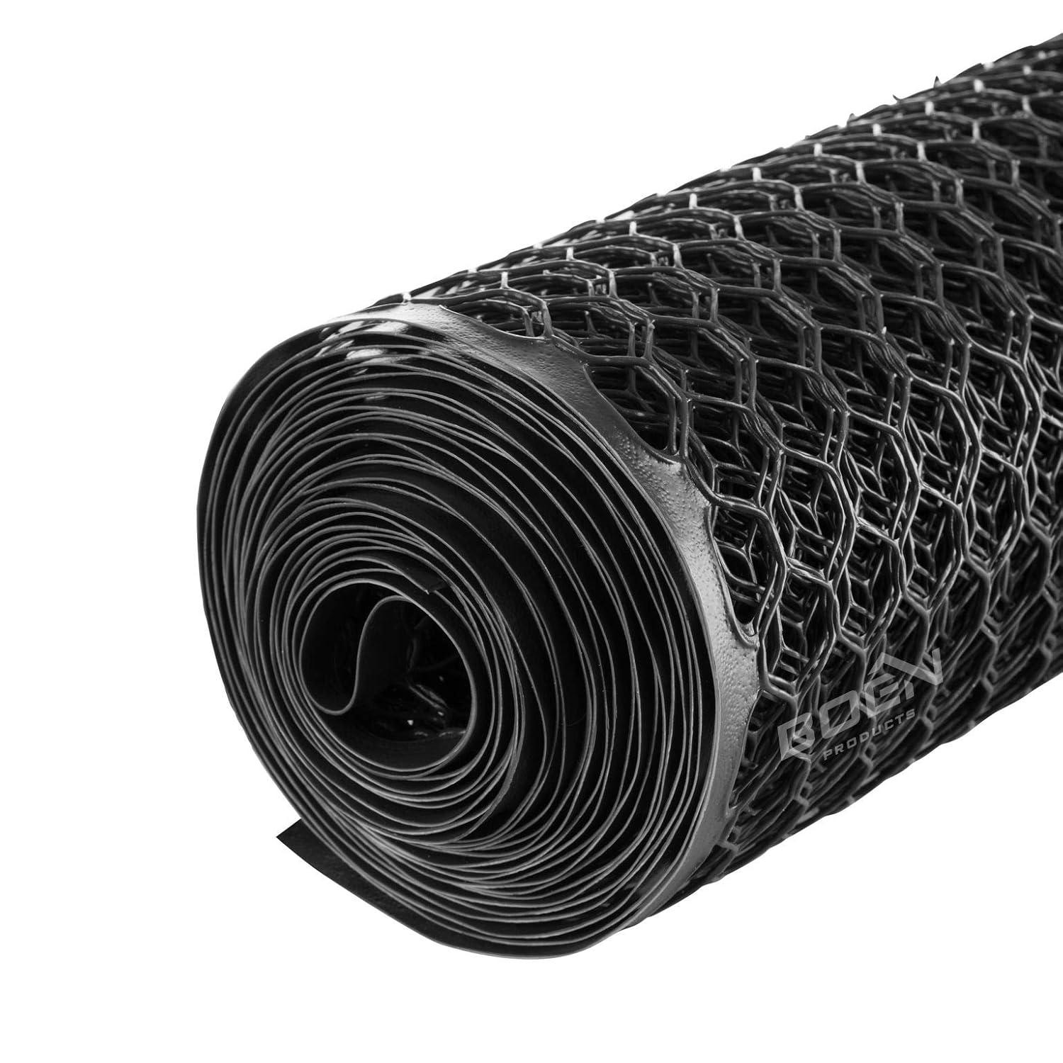 Boen - Plastic Hex Chicken Wire Mesh Temporary Fence Roll (2' x 25' - Black) - Plastic Fence Poultry Netting for Temporary or Semi Permanent Enclosures, Deer Netting Fence, Construction Fencing