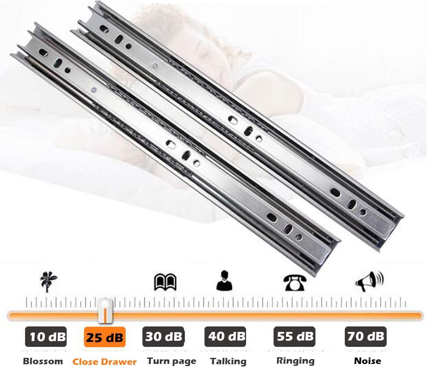 22 inch 100 lb 1 Pack 22" Side Mount Soft Close Full Extension Drawer Slides, Silver