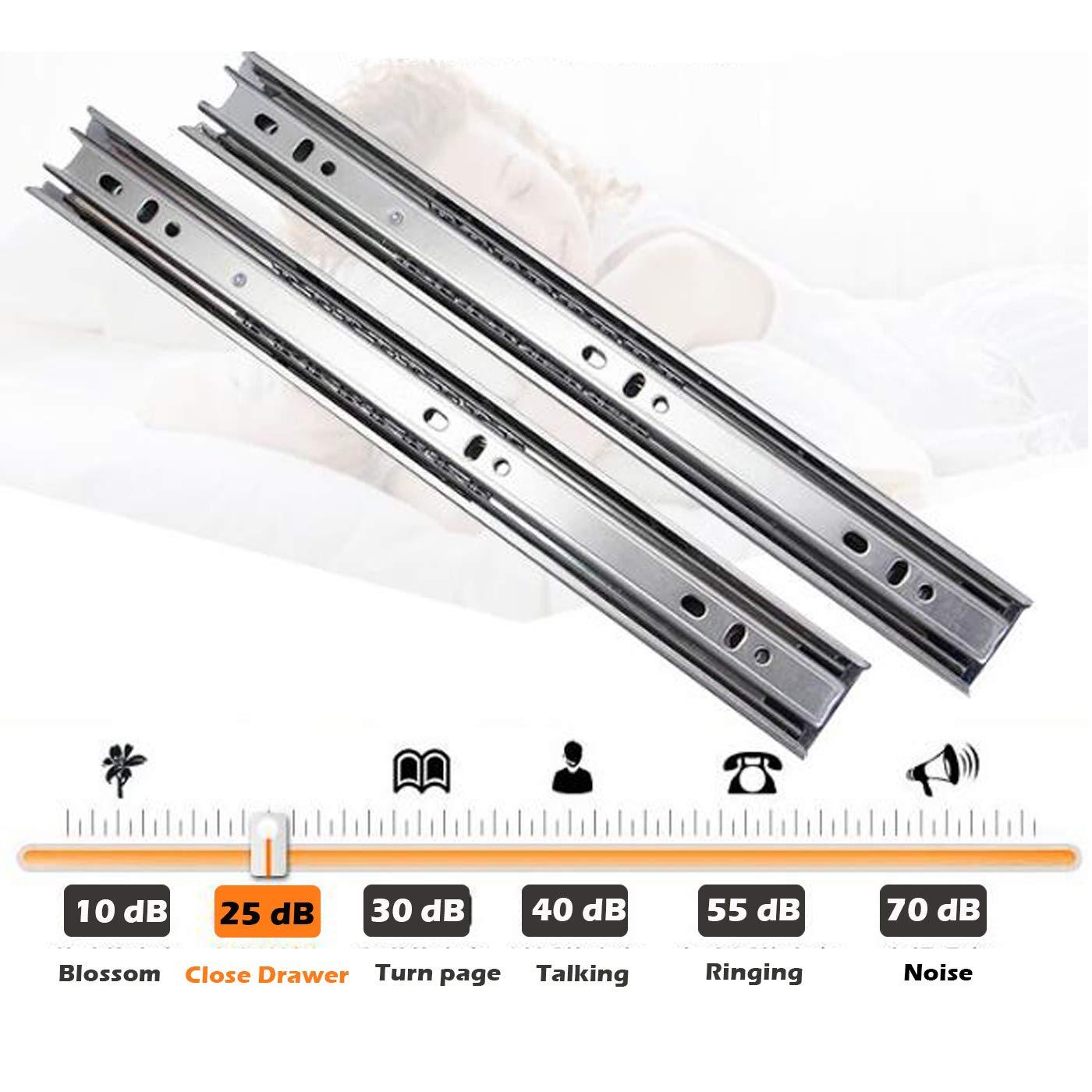 22 inch 100 lb 1 Pack 22" Side Mount Soft Close Full Extension Drawer Slides, Silver