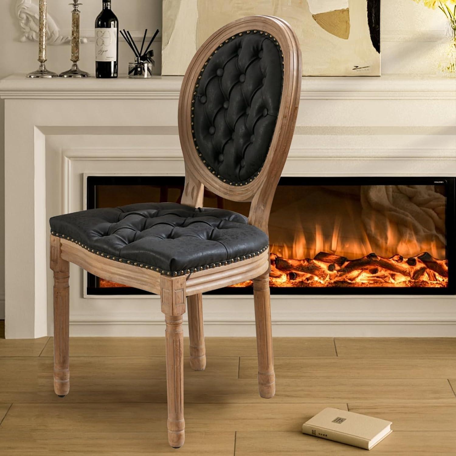Ophelia & Co. French Style Solid Wood Frame Dining Chair with Nailhead Trim Set of 2