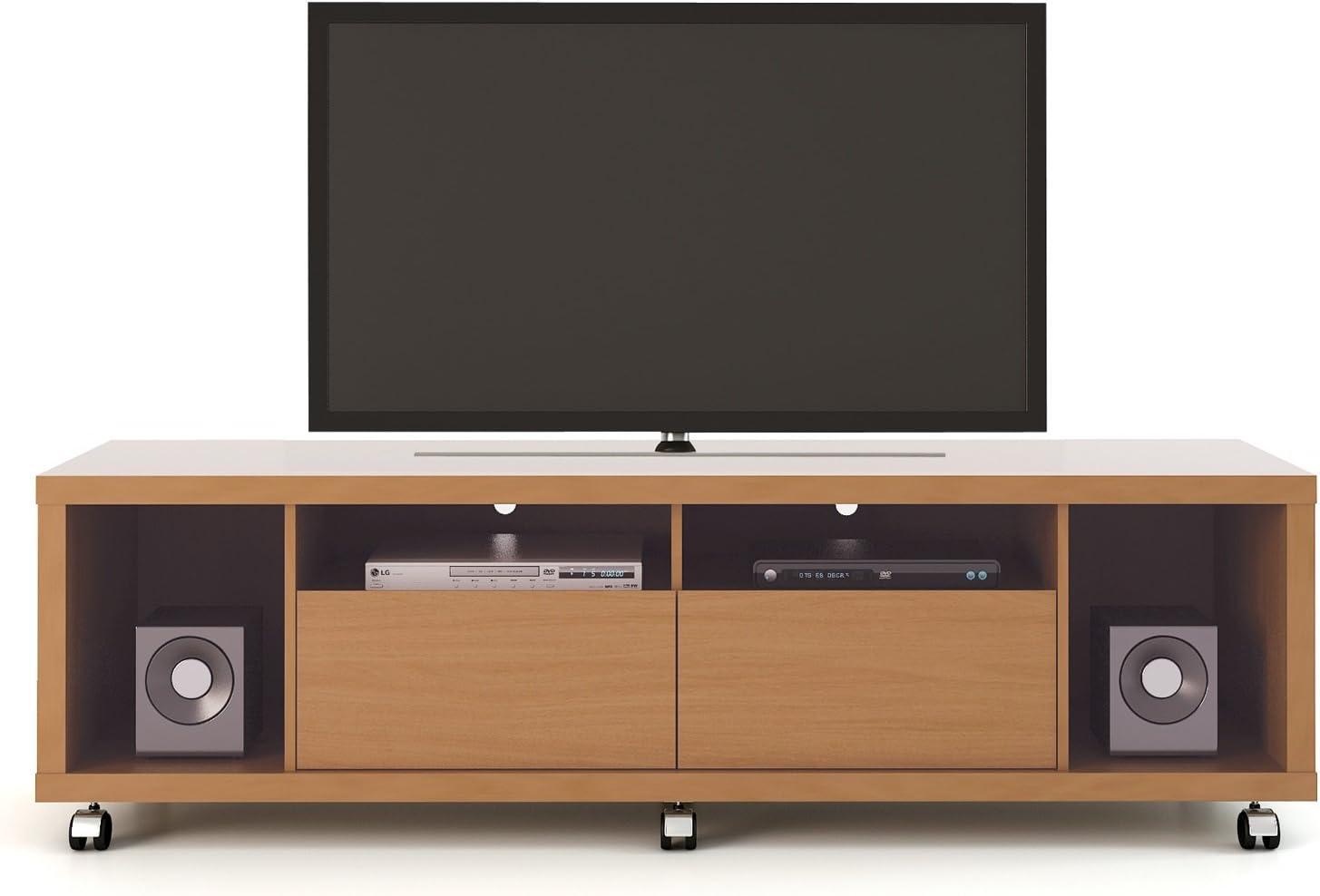 Maple Cream and Nude Modern TV Stand with Cabinet