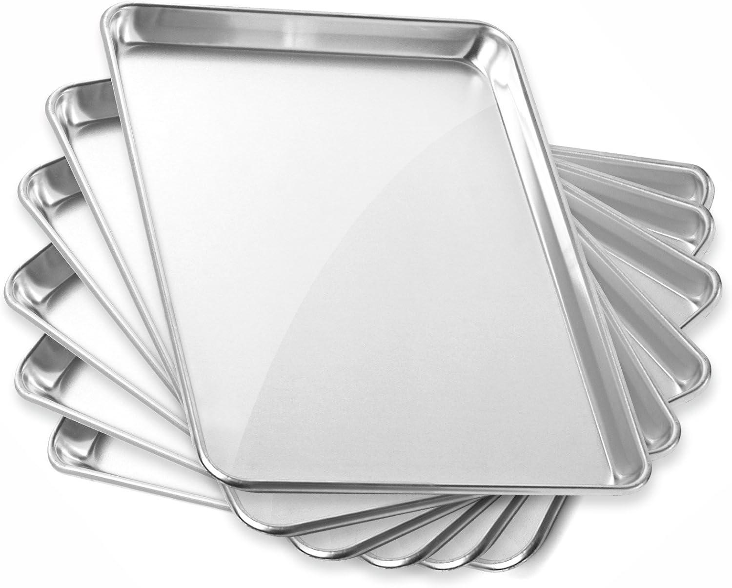 GRIDMANN Commercial Grade Aluminium Cookie Sheet Baking Tray - 6 Pans