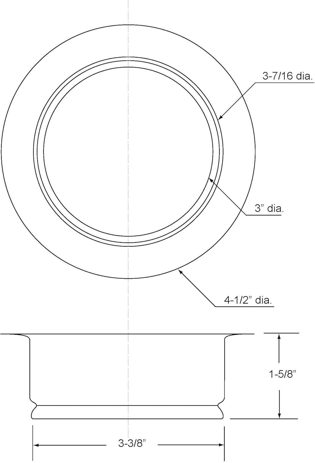 4-1/4" Standard Kitchen Sink Waste Disposal Flange