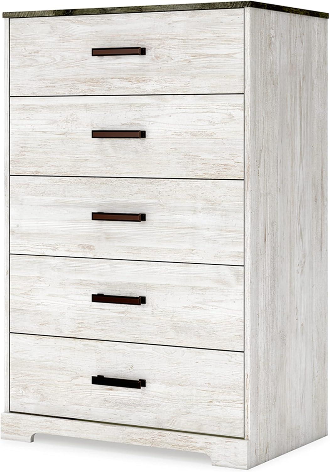 Signature Design by Ashley Casual Shawburn Chest of Drawers, Whitewash/Charcoal Gray