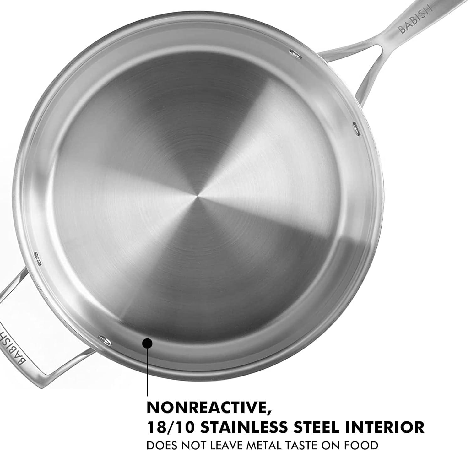 Babish 5 Quart Non-Stick Stainless Steel (18/8) Saute Pan with Lid | Wayfair