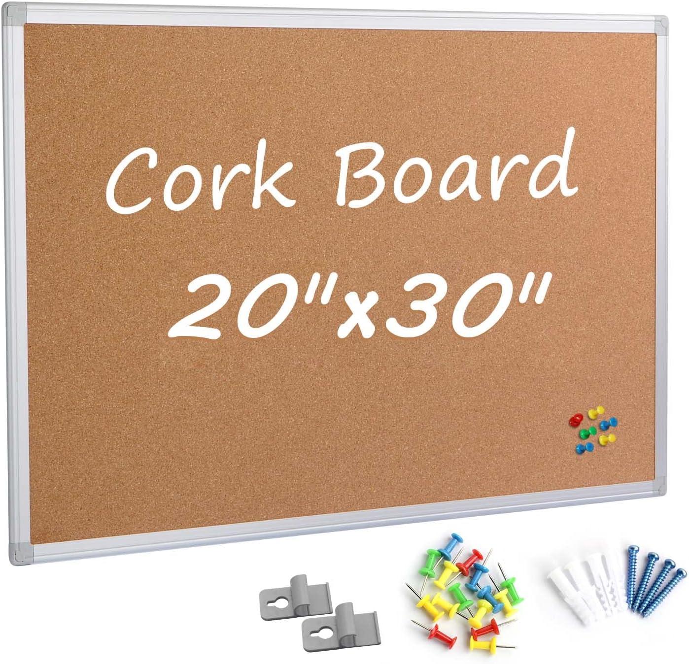 20x30 Inch Silver Aluminum Framed Cork Bulletin Board