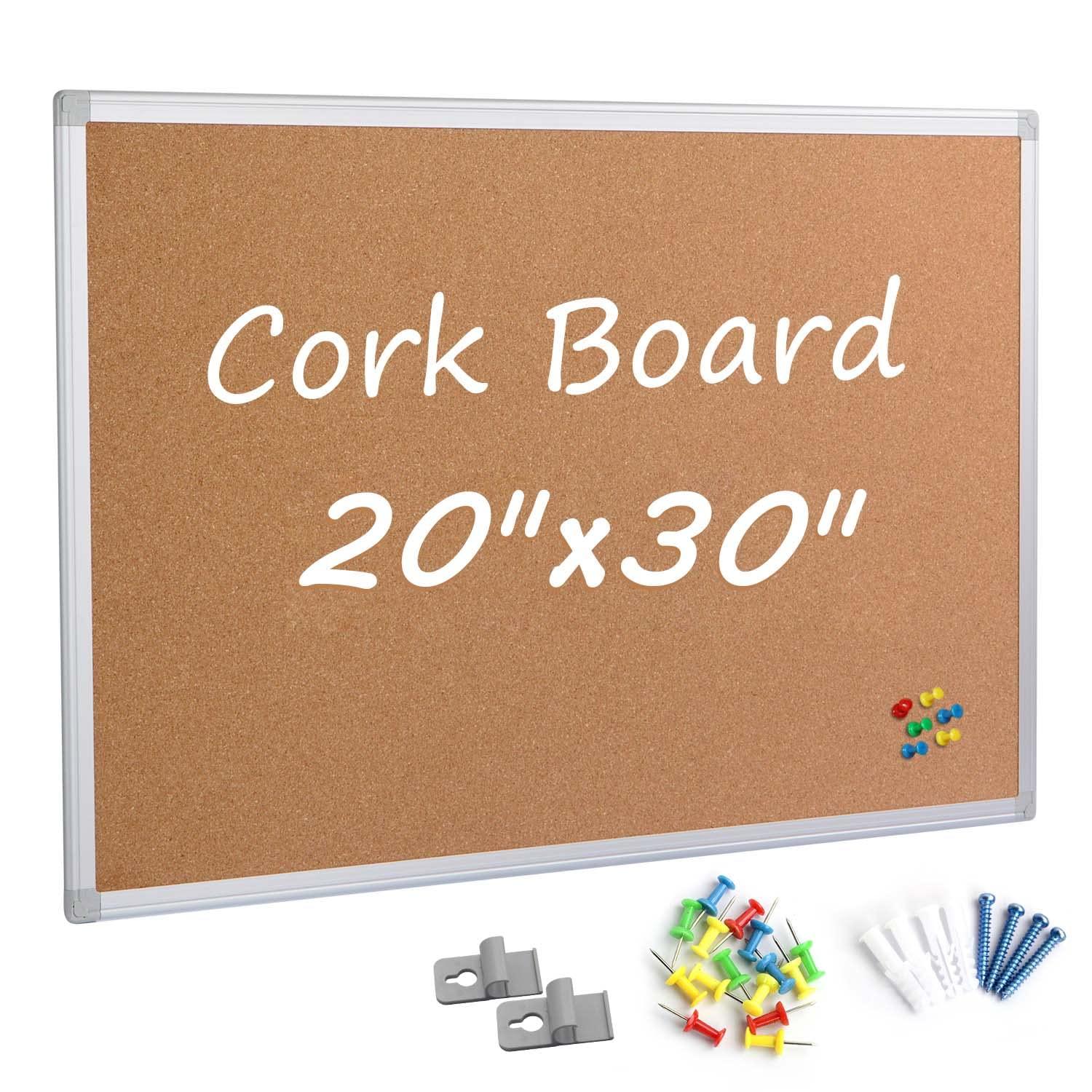 Board2by Cork Board Bulletin Board 20 x 30 Inches, Silver Aluminium Framed Corkboard, Office Board for Wall Cork, Large Wall Mounted Notice Pin Board