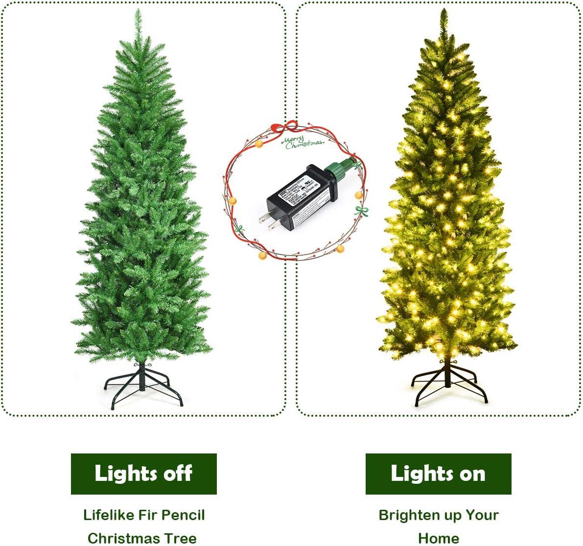 6' Green Pre-Lit Artificial Fir Christmas Tree with LED Lights