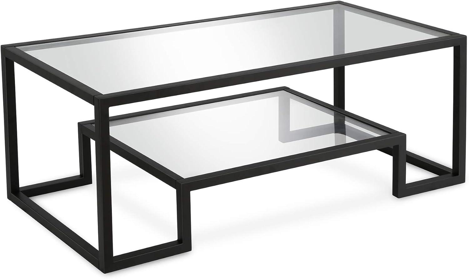 Metal Glass Geometric Coffee Table in Black  - Henn&Hart