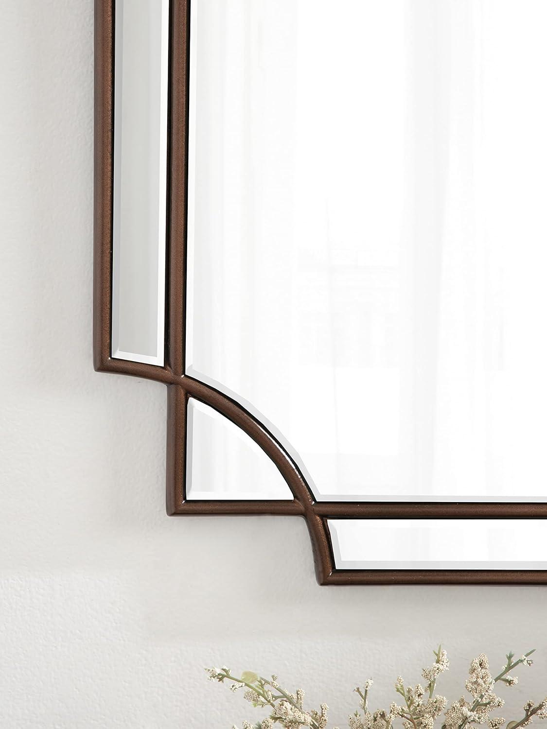 Kate and Laurel Minuette Traditional Square Mirror, 24 x 24, Bronze, Decorative Farmhouse Mirror with Elegant Scalloped Interlocking Geometry With Slim Profile