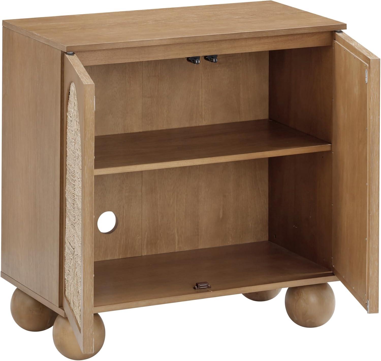 Nathan James Boho Storage Cabinet with Ball-Style Feet and Seagrass Door Panels