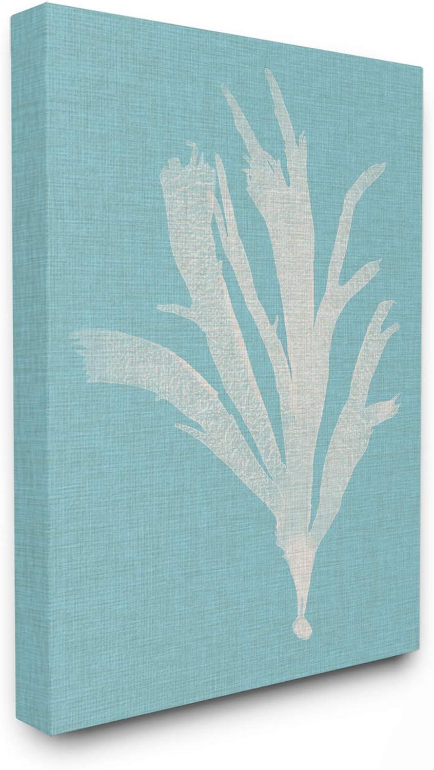 Stupell Home Décor Coral Seaweed Cyan White Beach Design Canvas Wall Art by Vision Studio