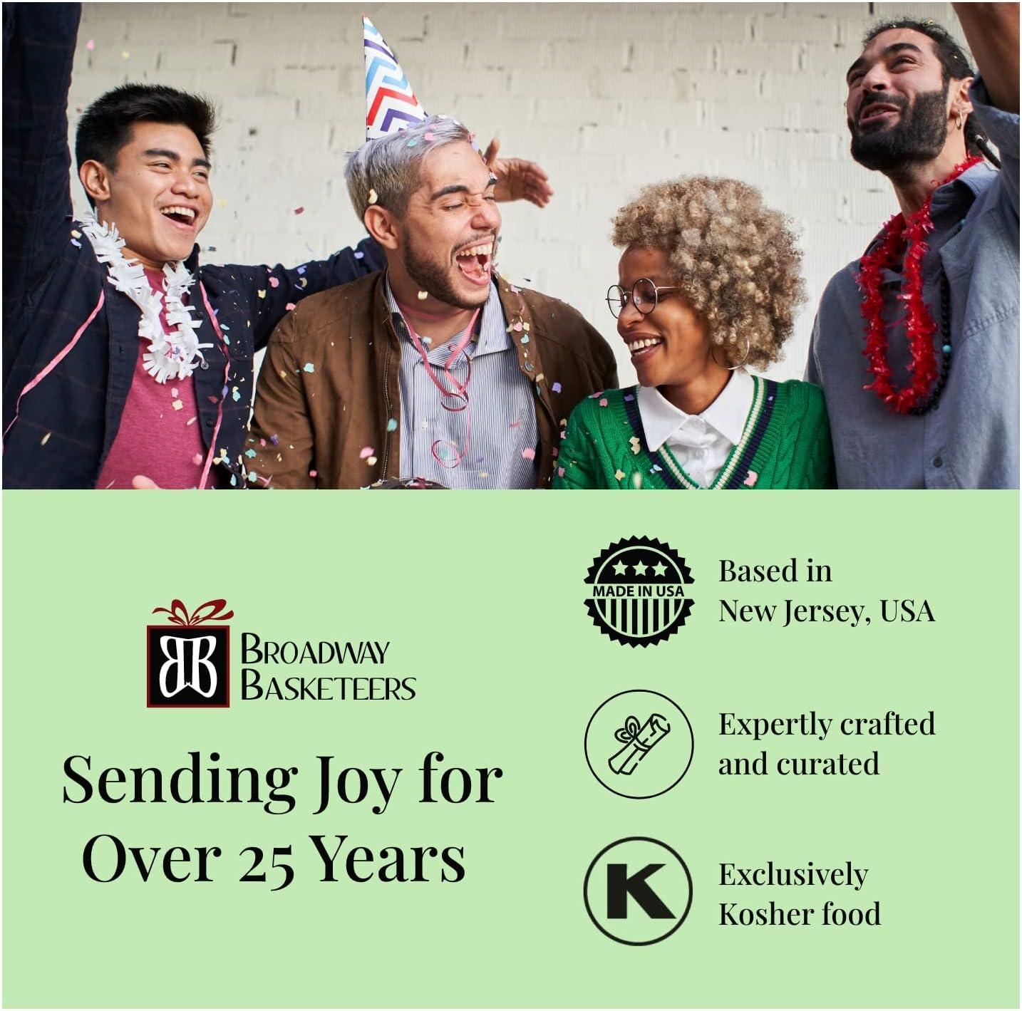 Broadway Basketeers Gourmet Food Gift Basket Tower Snack Gifts for Women, Men, Families, College, Appreciation, Thank You, Congratulations, Corporate