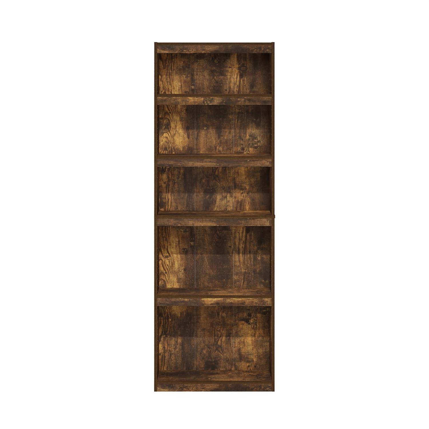 JAYA Enhanced Home 5-Tier Shelf Bookcase, Amber Pine