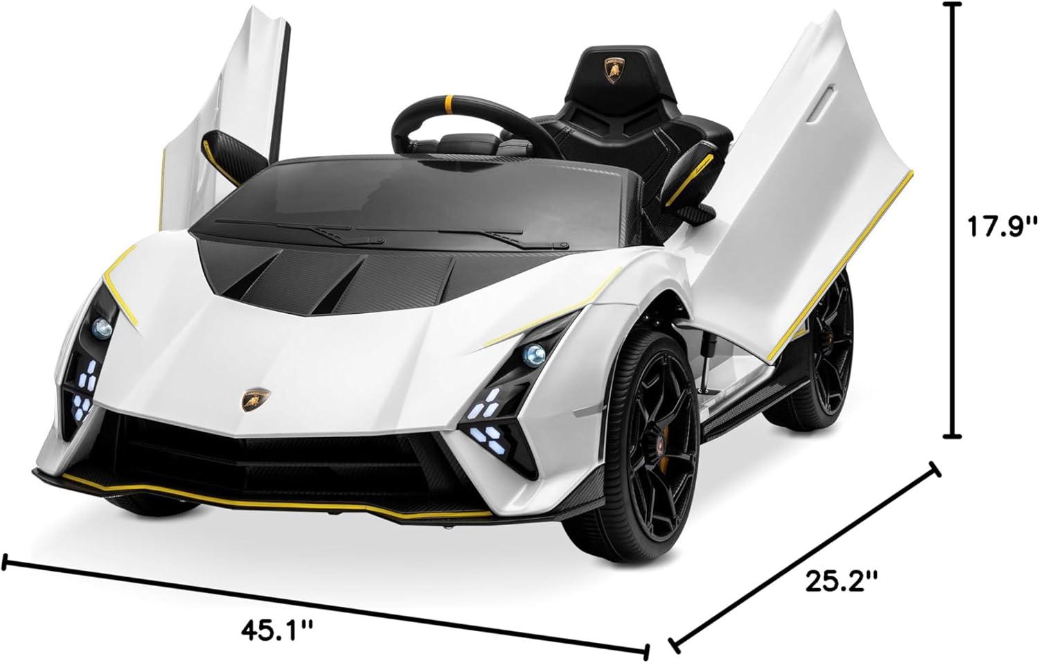 White 12V Lamborghini Autentica Kids Ride-On Car with Remote Control