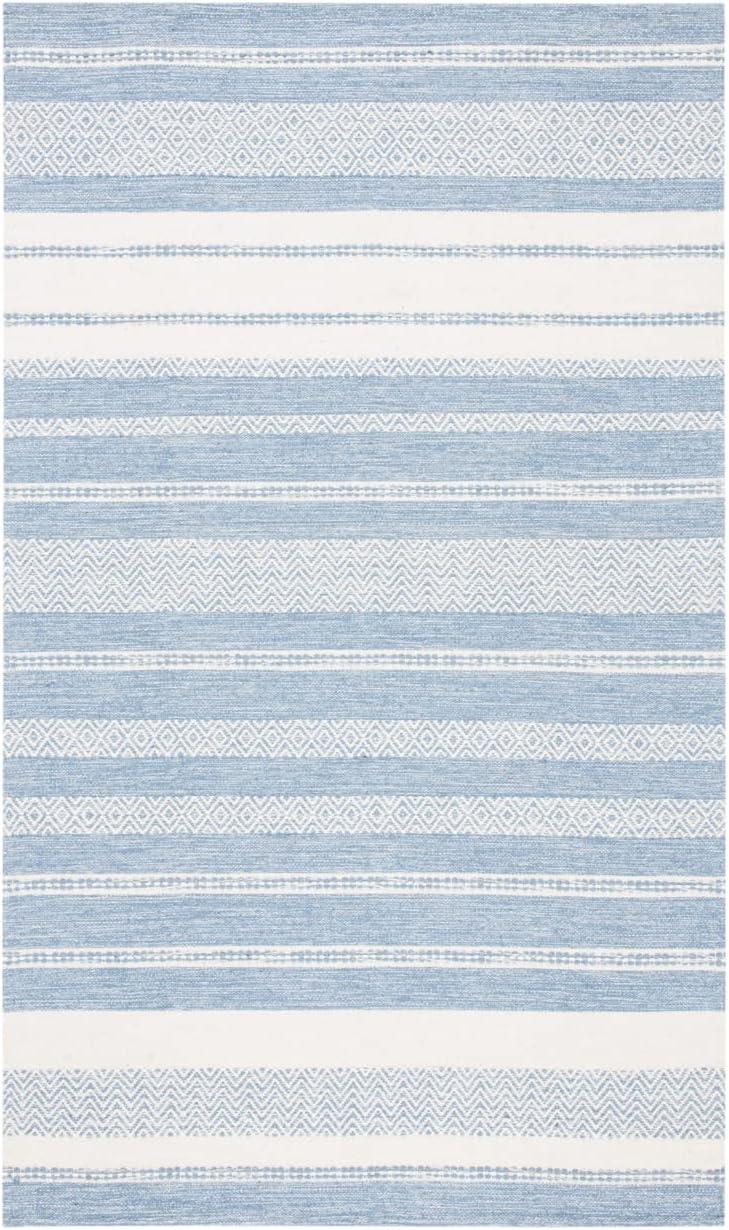 Striped Kilim STK503 Hand Woven Area Rug - Ivory/Blue - 6'x9' - Safavieh.