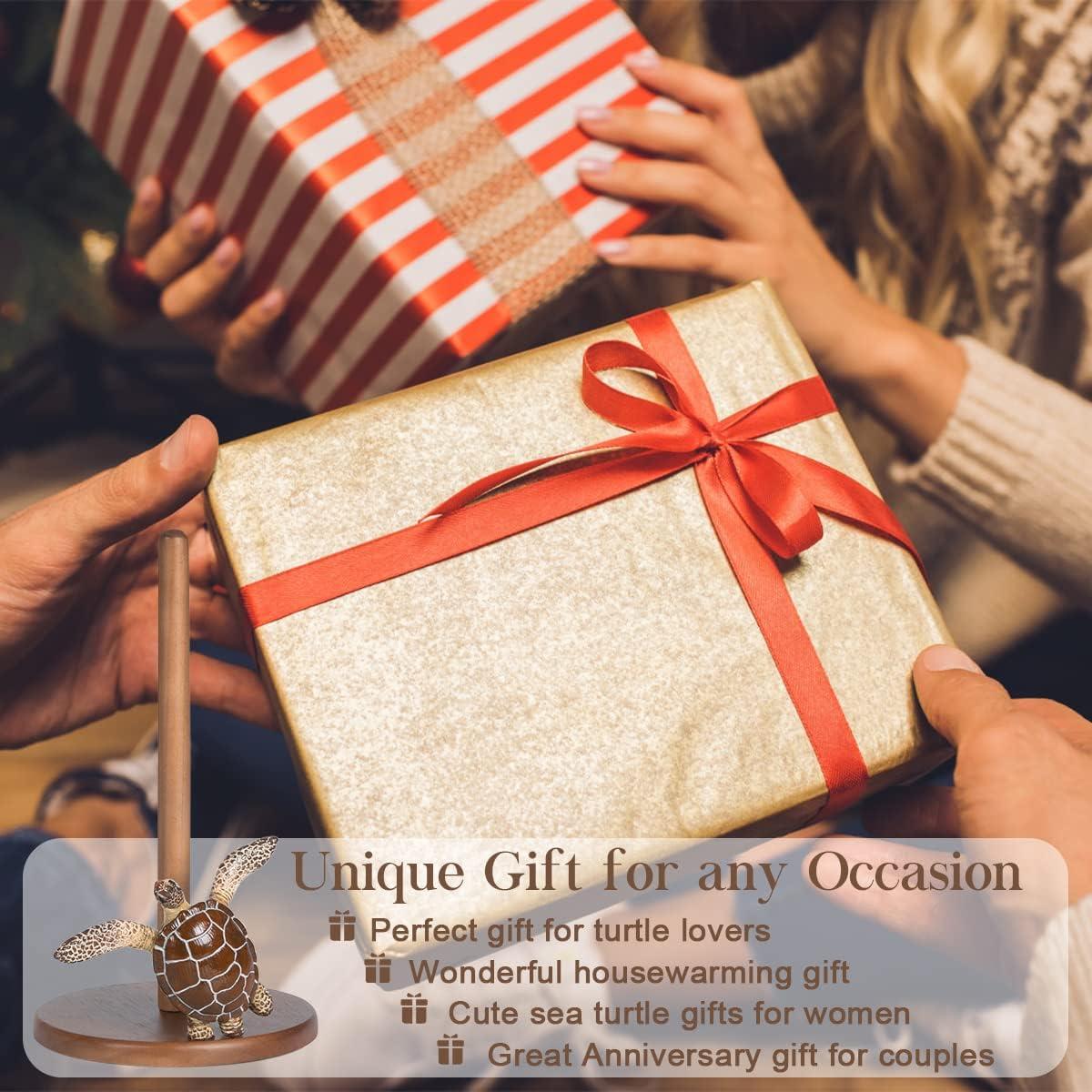 Turtle Paper Towel Holder - Decorative Paper Towel Holders Wooden Cute Decor Sea Turtle Gifts for Women Wood Kitchen Countertop Stand Unique Funny Animal Coastal Ocean Beach House Home Beachy