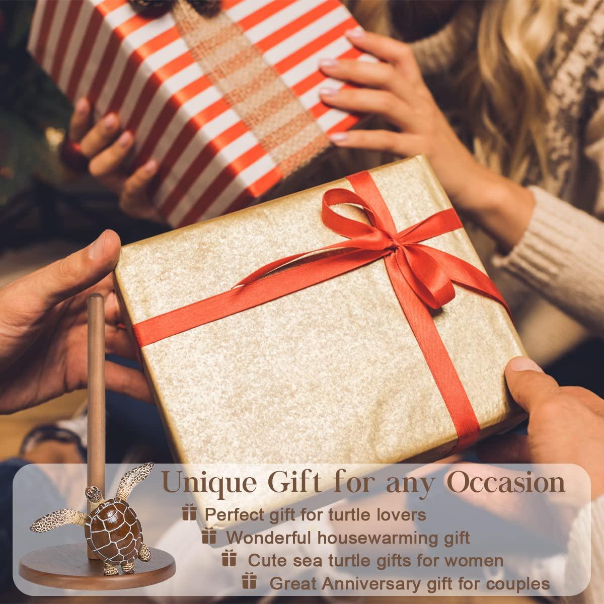 Turtle Paper Towel Holder - Decorative Paper Towel Holders Wooden Cute Decor Sea Turtle Gifts for Women Wood Kitchen Countertop Stand Unique Funny Animal Coastal Ocean Beach House Home Beachy