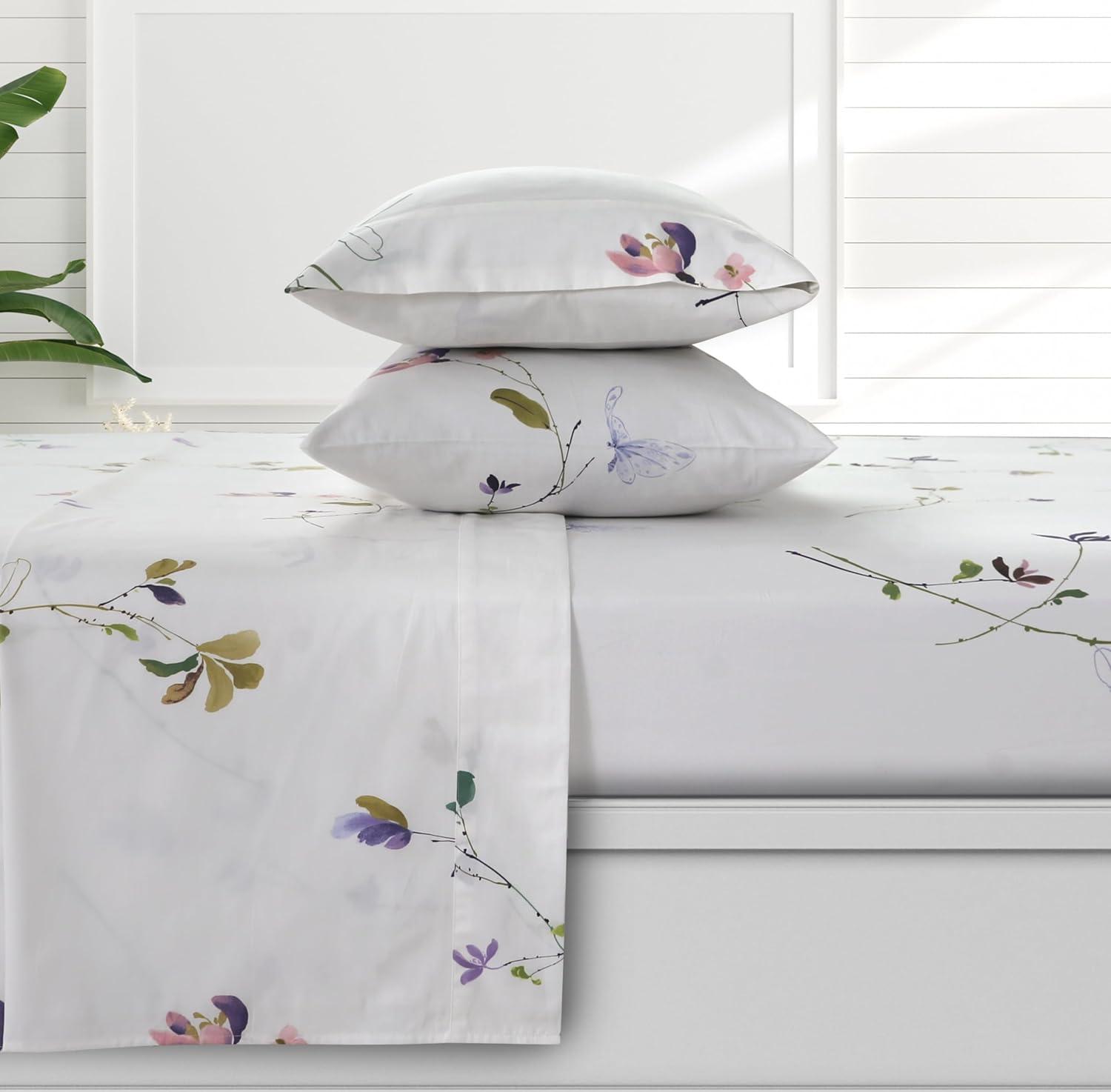 Tribeca Living Queen Selena 300 Thread Count Organic Cotton Extra Deep Pocket Sheet Set: Sateen Weave, OEKO-TEX Certified