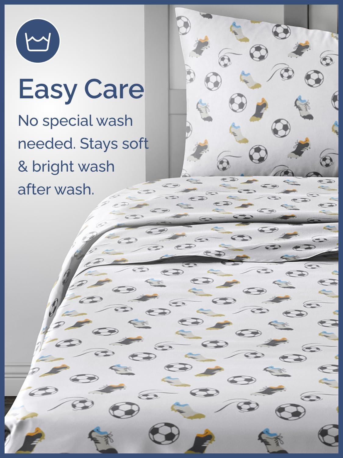 CGK Linens Kids 3 Piece Microfiber Sheet Set in Soccer, Size Twin