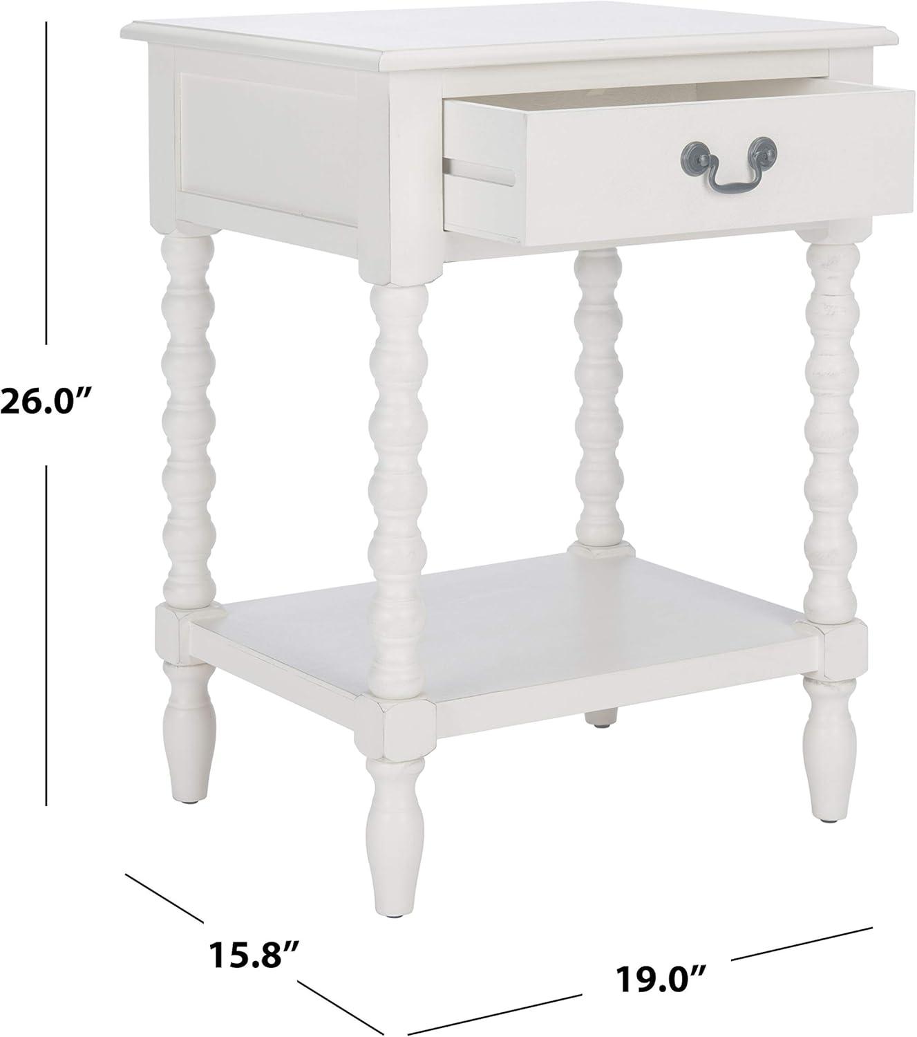 Distressed White Modern Farmhouse Accent Table with Storage