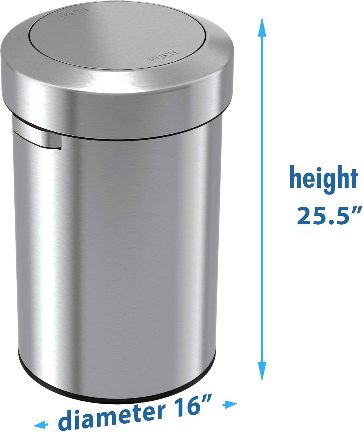 Stainless Steel 17 Gallon Swing Top Trash Can