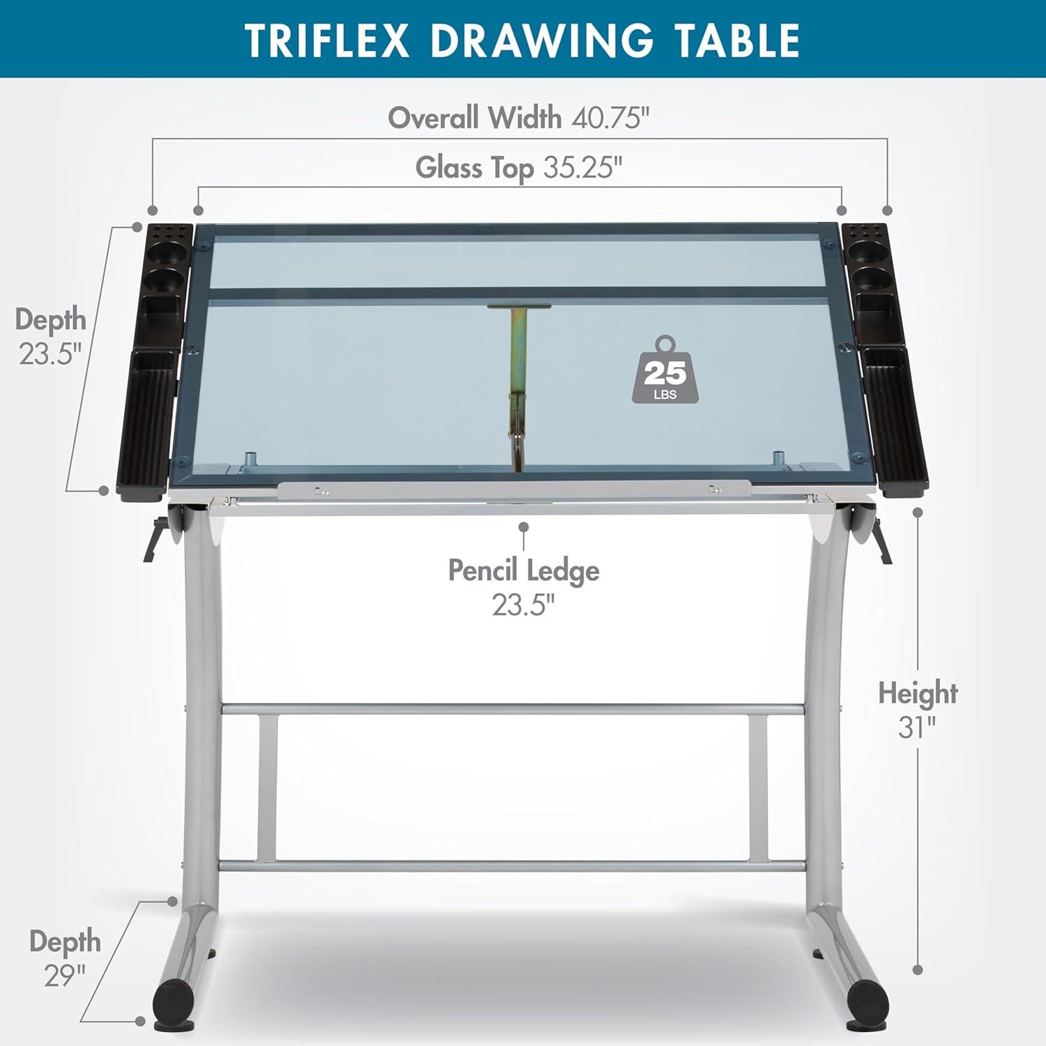 Inbox Zero Cournoyer Glass Top Metal Base Drafting Table