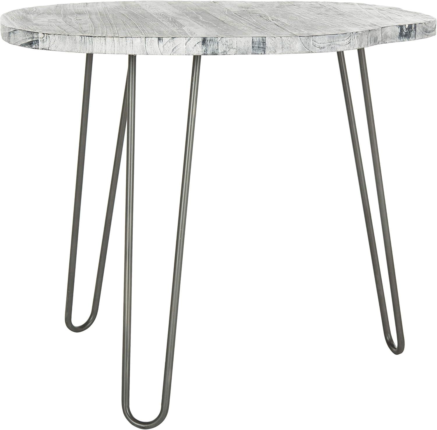 Mindy 35'' Round Gray Reclaimed Wood Mid-Century Dining Table