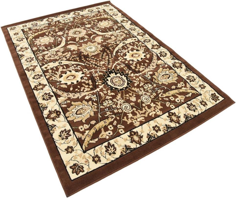 Espahan Persian-Style Brown and Beige Area Rug 4'1" x 6'1"