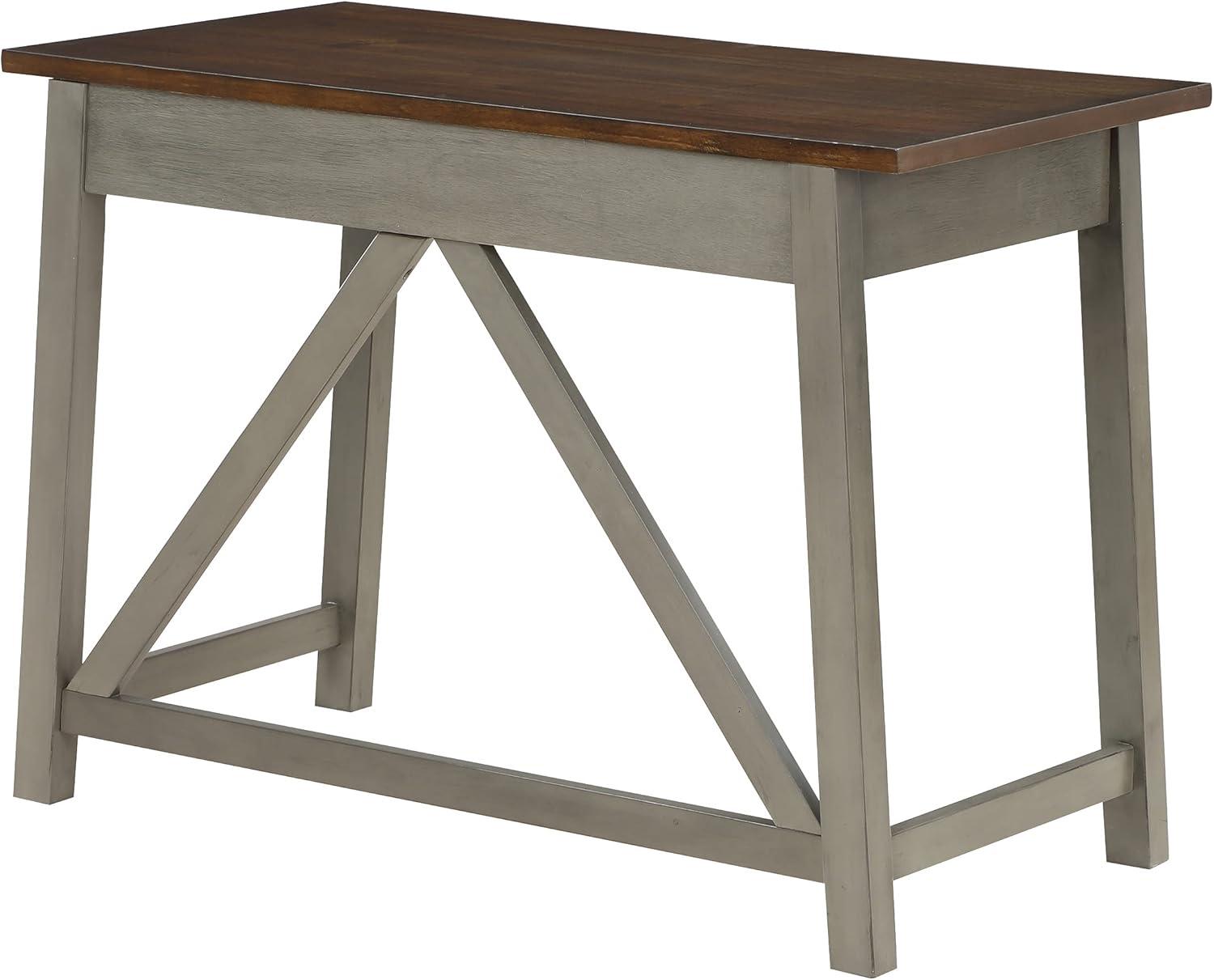 Milford Rustic Writing Desk w/ Drawers in Slate Gray Engineered Wood