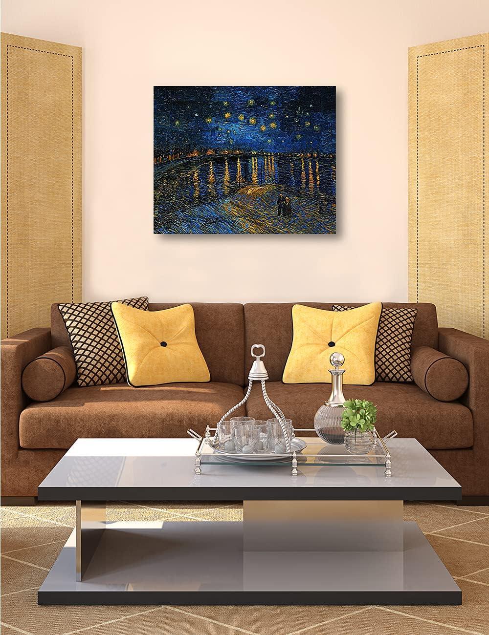 DECORARTS - Starry Night Over The Rhone, Vincent Van Gogh Art Reproduction. Giclee Canvas Prints Wall Art for Home Decor 30x24"