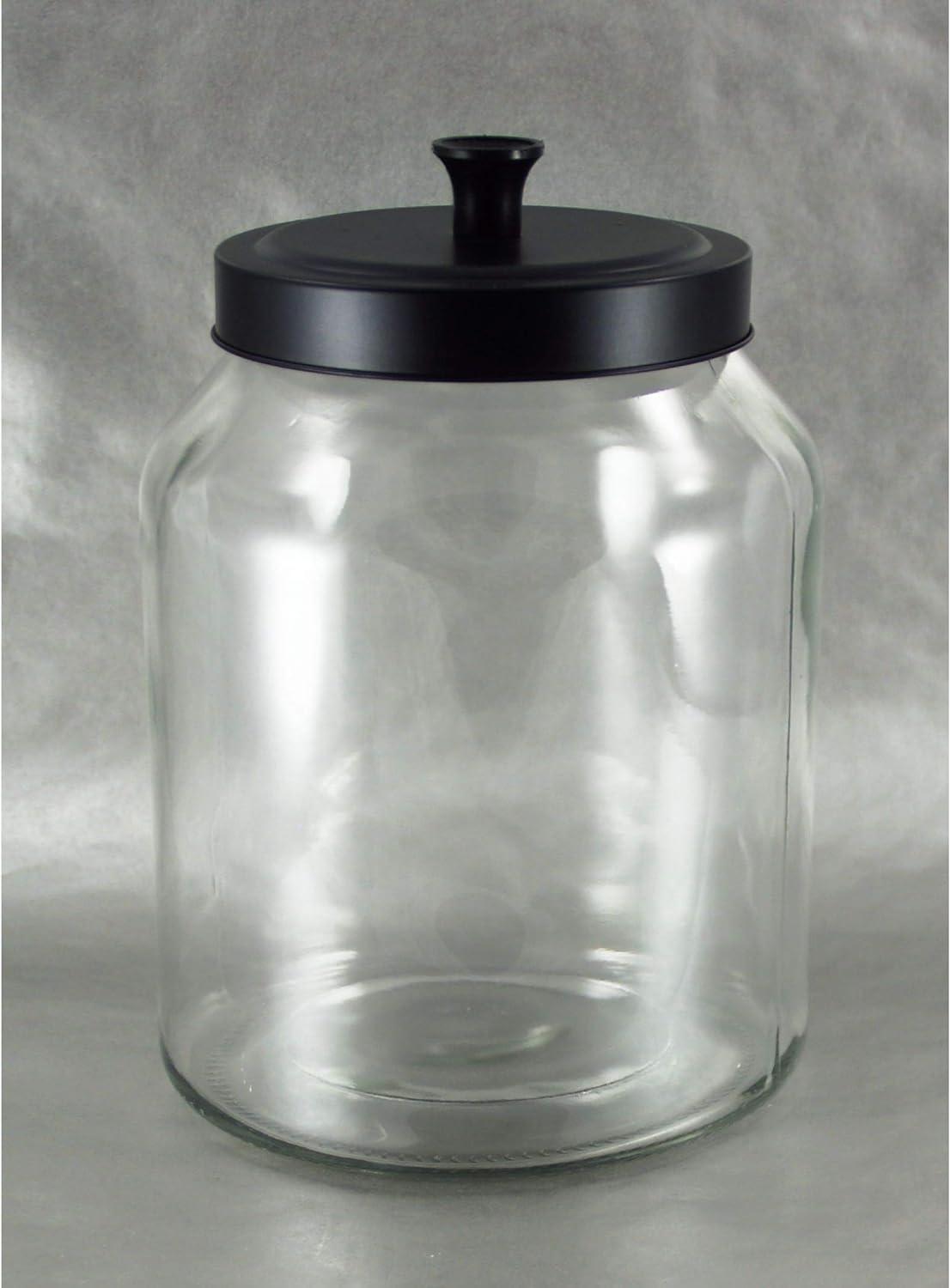 Clear Glass Storage Jar with Black Matte Lid, 102 oz