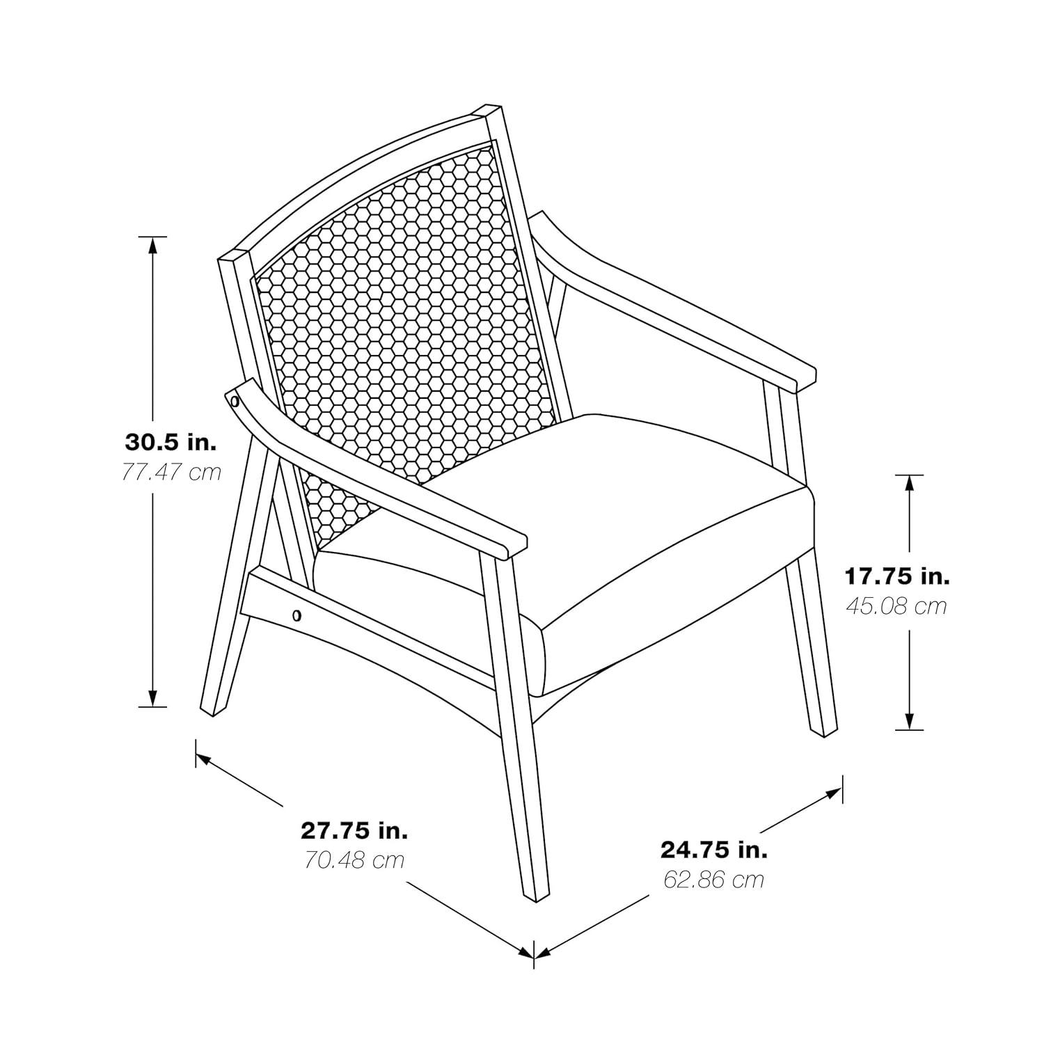 Lantana Arm Chair Linen - OSP Home Furnishings: Woven Cane Back, Polyester Cushion, Rustic Gray Finish