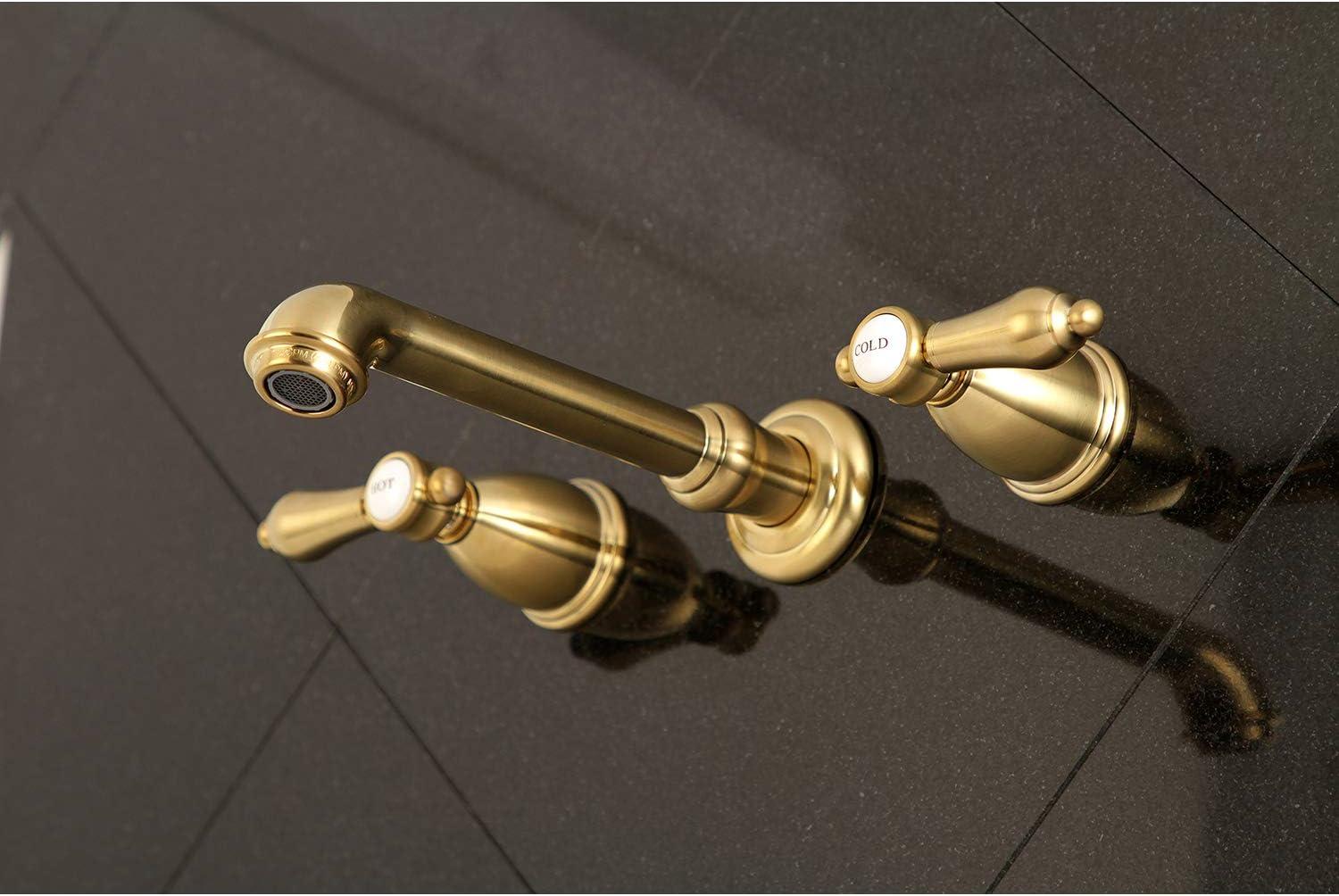 Kingston Brass Heirloom Two-Handle 3-Hole Wall Mount Bathroom Faucet
