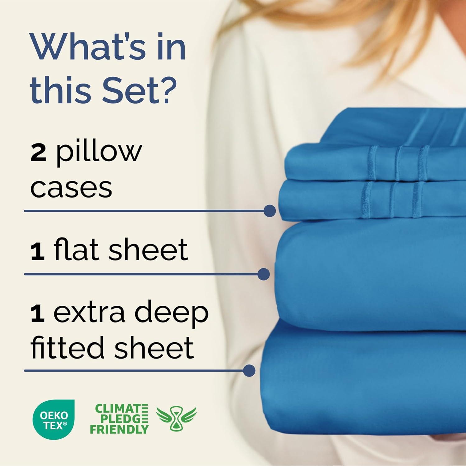 Denim Blue Full Microfiber Deep Pocket Sheet Set