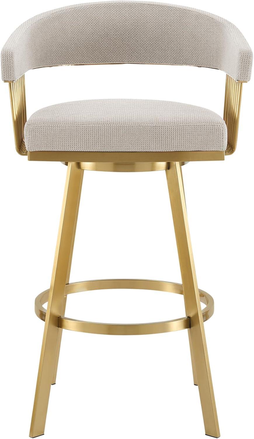 Chelsea 26" Swivel Counter Stool with Gold Brushed Stainless Steel and Taupe Fabric
